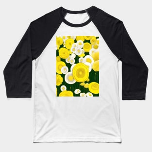 YELLOW AND WHITE FLOWERS WITH GREEN BACKGROUND Baseball T-Shirt